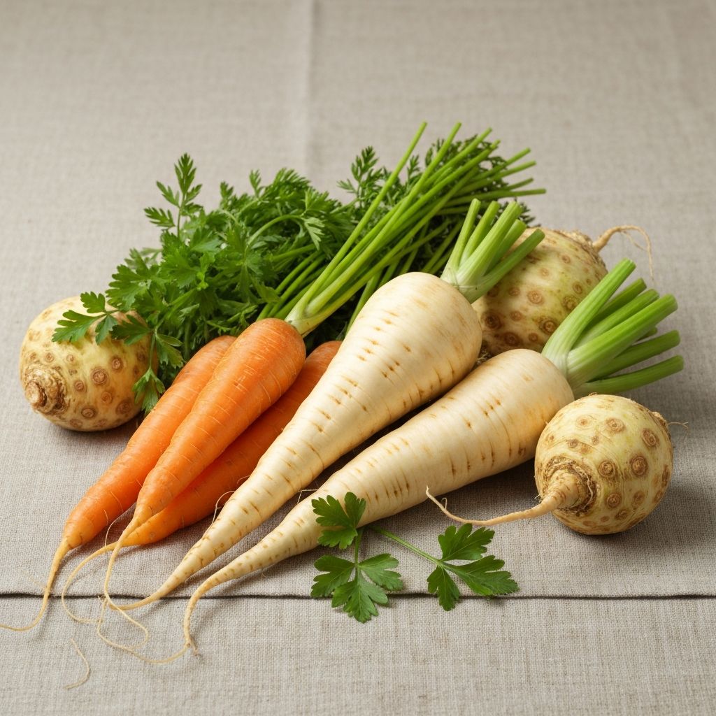 Collection of fresh root vegetables
